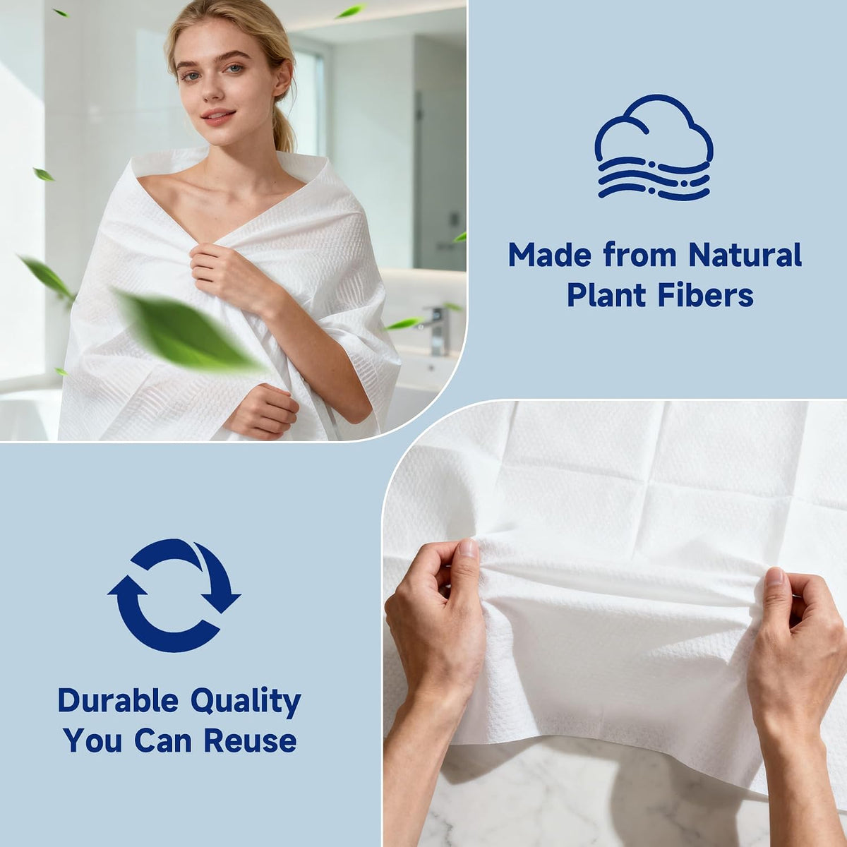 Disposable Bath Towels 6 Pack, 55" x 27.5" Thick Large Travel Towels Sets, Individually Wrapped, Portable Towels for Travel, Spa, Camping, Hotel Use