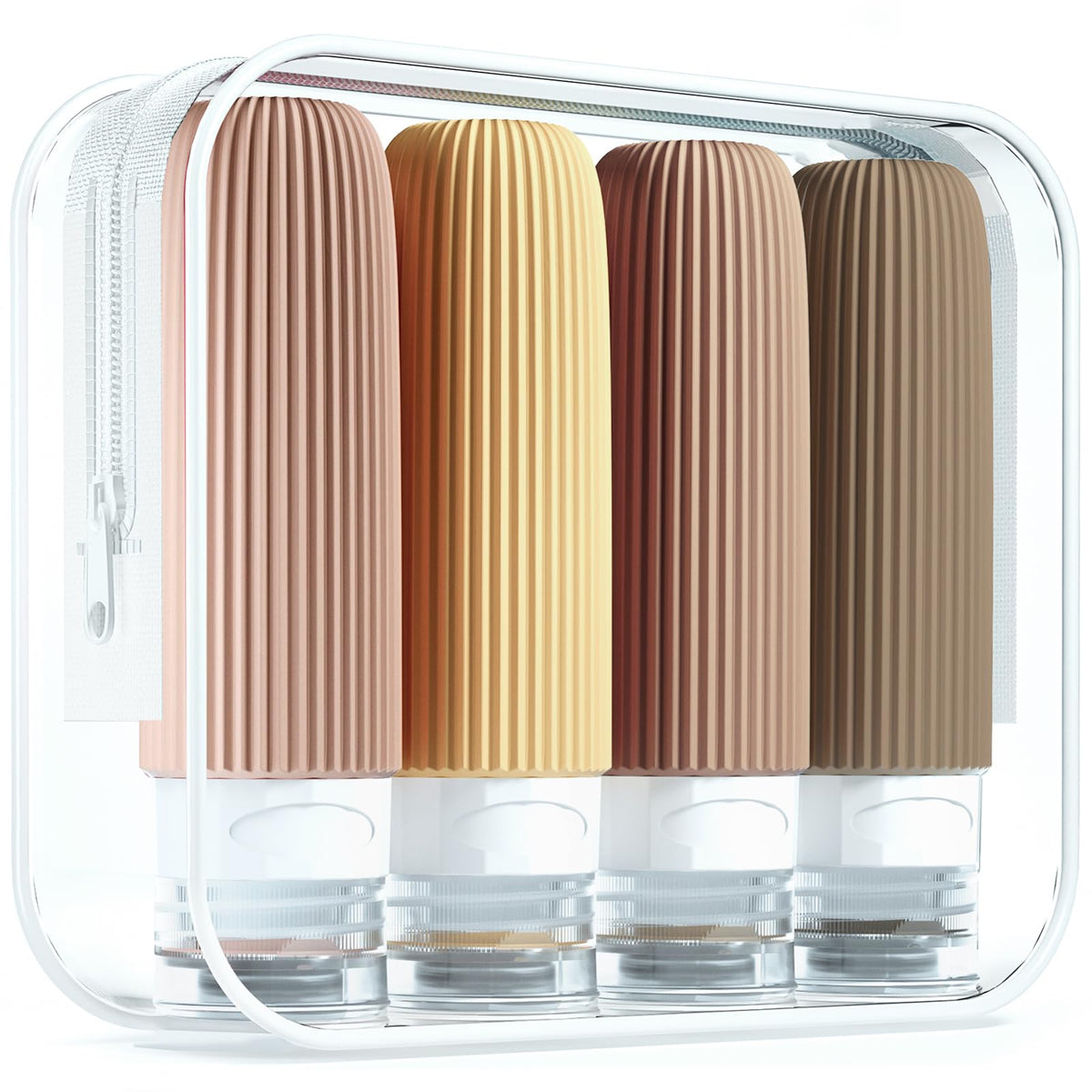Mrsdry Travel Bottles for Toiletries, Large 6oz Travel Size Containers, BPA Free Leak Proof Tubs Refillable Liquid Accessories with Toiletry Bag for Cometic Shampoo and Lotion Soap (4 Pack)