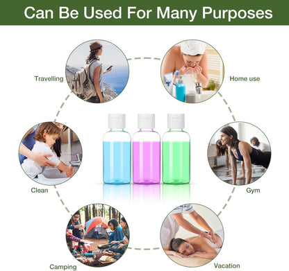 MMonDod 25 Pack 1.7oz/50ml Plastic Empty Bottles, Clear Travel Size Bottles