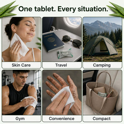 Eucalyptus & Mint Compressed Towels for Travel & Camping – Antibacterial Instant Expandable Face Towels, Biodegradable Disposable Cotton, Pack of 25