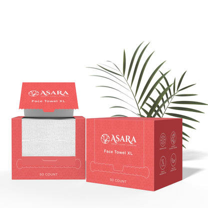 Clean Face Towels Disposable XL Facial Wipes | Add Water As a Makeup Remover | Sensitive Skin Face Towels | Organic Vegan Biodegradable - Clean Daily Towelettes | by Asara (50 Count)