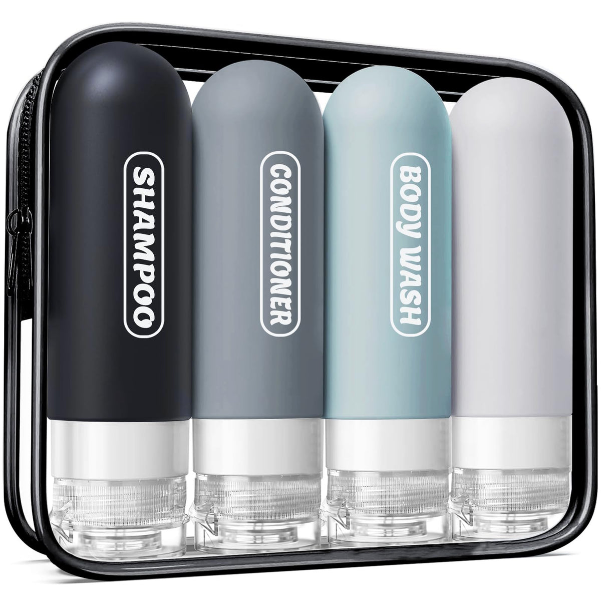 Pre-printed Silicone Travel Bottles for Toiletries 3oz