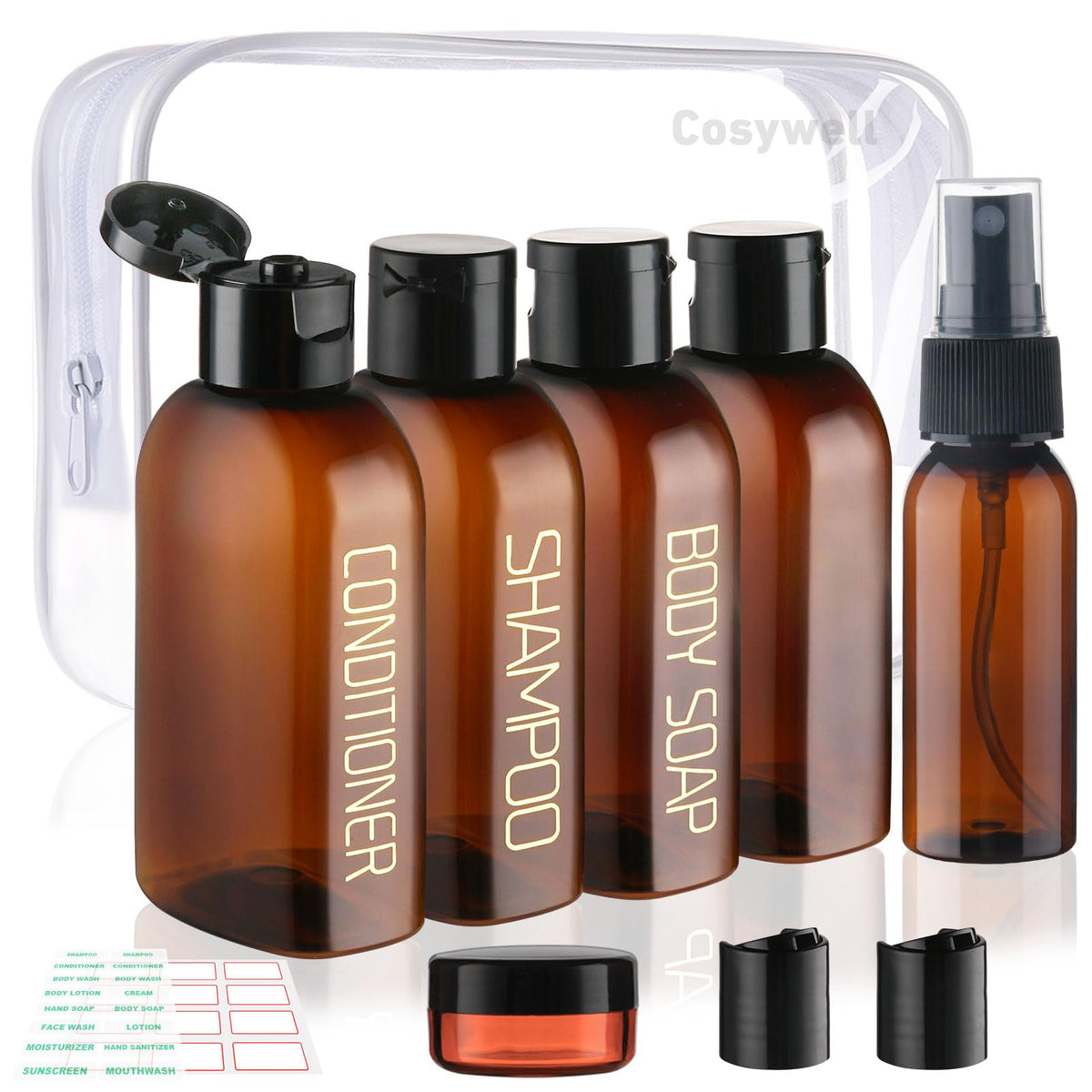 Cosywell 4pc 3.4 oz Leakproof Squeeze Bottles Travel Kit