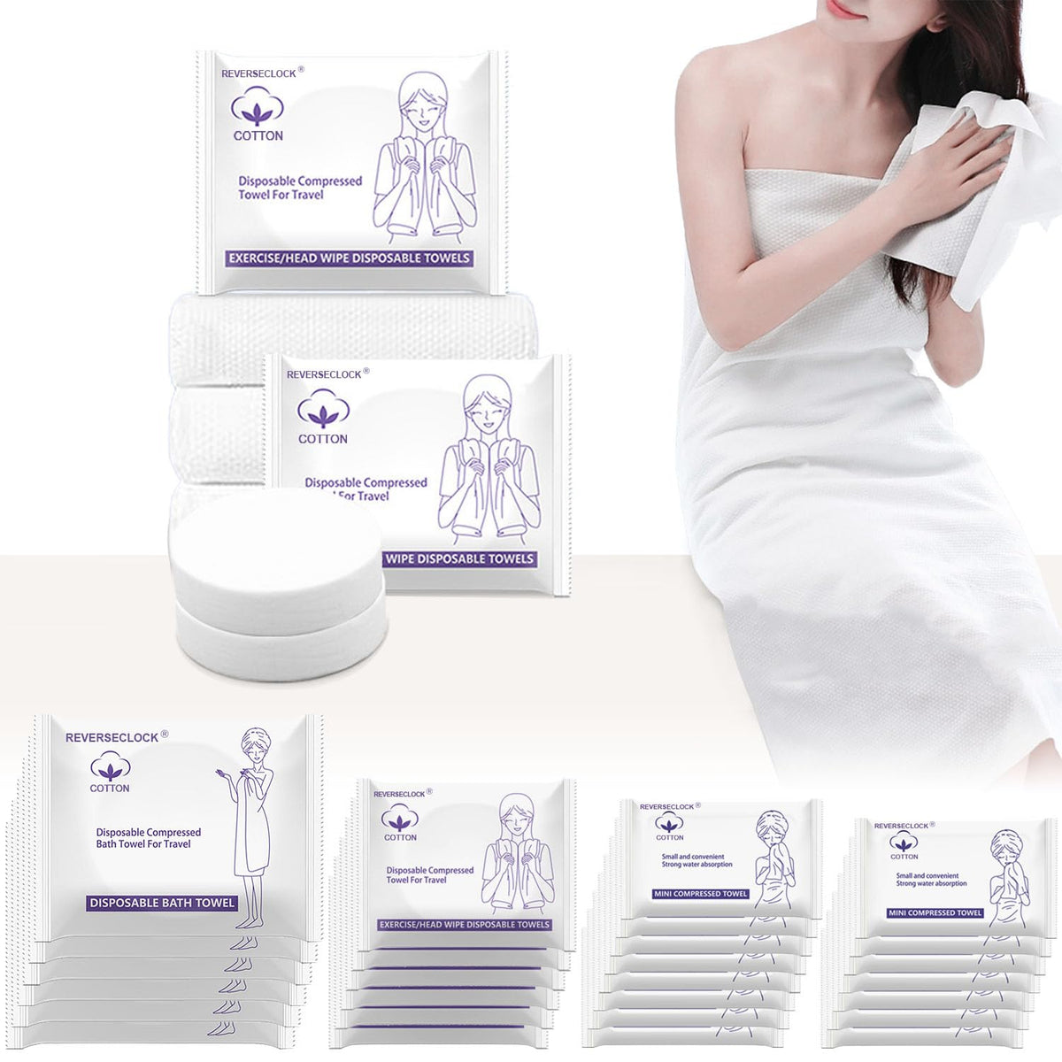 10 Pack Disposable Bath Towels for Travel Compressed Towels Large 55''X28''