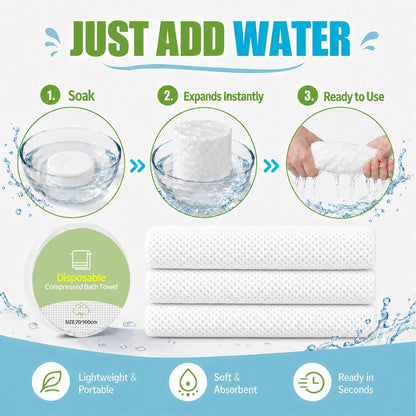 6PCS Compressed Bath Towel Tablets for Travel, Disposable Towels for Camping, Hiking & Hotels, Fast Absorbing Portable Travel Bath Towels, Individually Wrapped 27.5 x 40 Inch