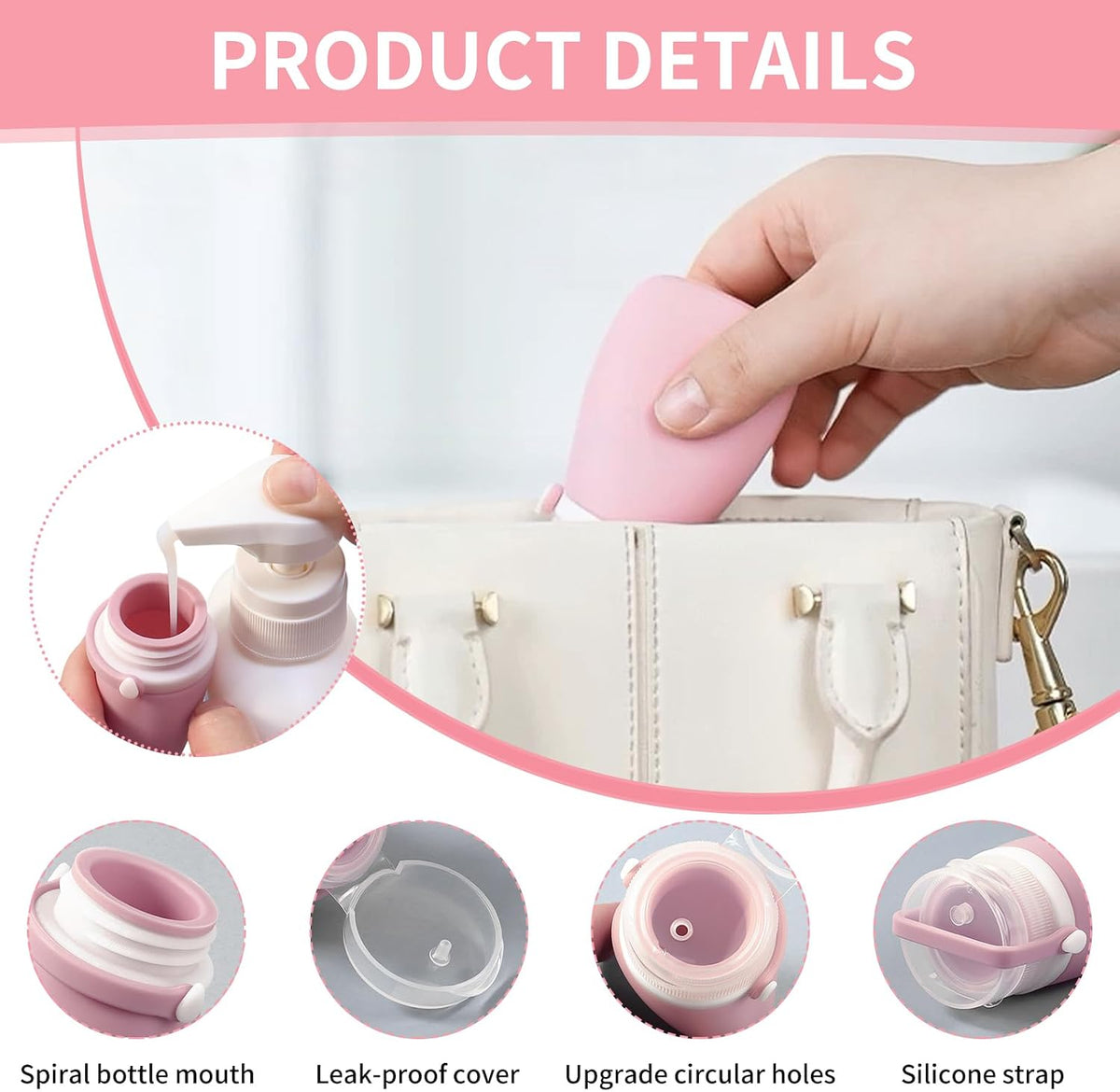 4 Pack 1oz Silicone Travel Bottles Leak Proof Squeeze Bottles For Toiletries Shampoo Conditioner Lotion Salad Dressing Travel Size Containers