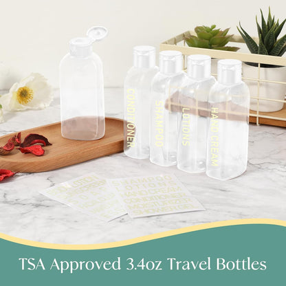 5 Pack Travel Bottles for Toiletries, 3.4oz TSA Approved Travel Containers