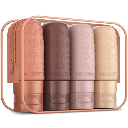 Mrsdry Travel Bottles for Toiletries, Tsa Approved 3oz Travel Size Containers BPA Free Leak Proof Refillable Liquid Silicone Squeezable Travel Essentials for Shampoo Conditioner Lotion (4 Pack)