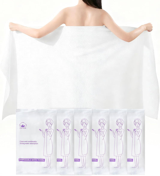 6 Pack Disposable Bath Towels, 55x27.5 Inches Portable Camping Towels