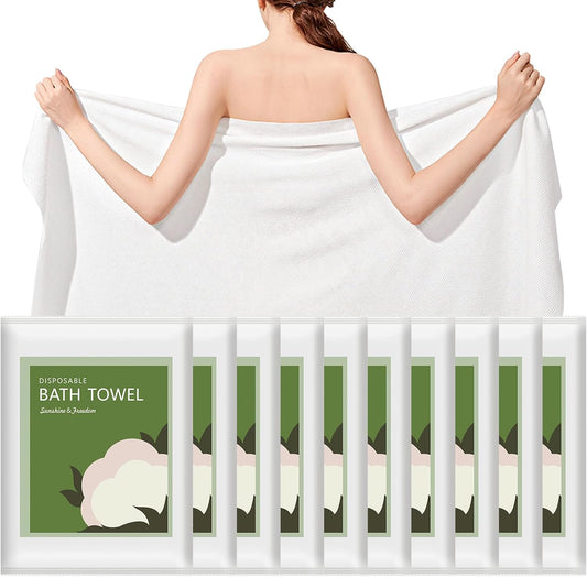 Disposable Bath Towels, 10 Pack 55" x 27.5" Ultra Soft, Quick Dry Disposable Body Towels, Portable Travel Towel for Hotel Camping Beach Swimming Gym Sauna Spa, Personal Care Pet Towels