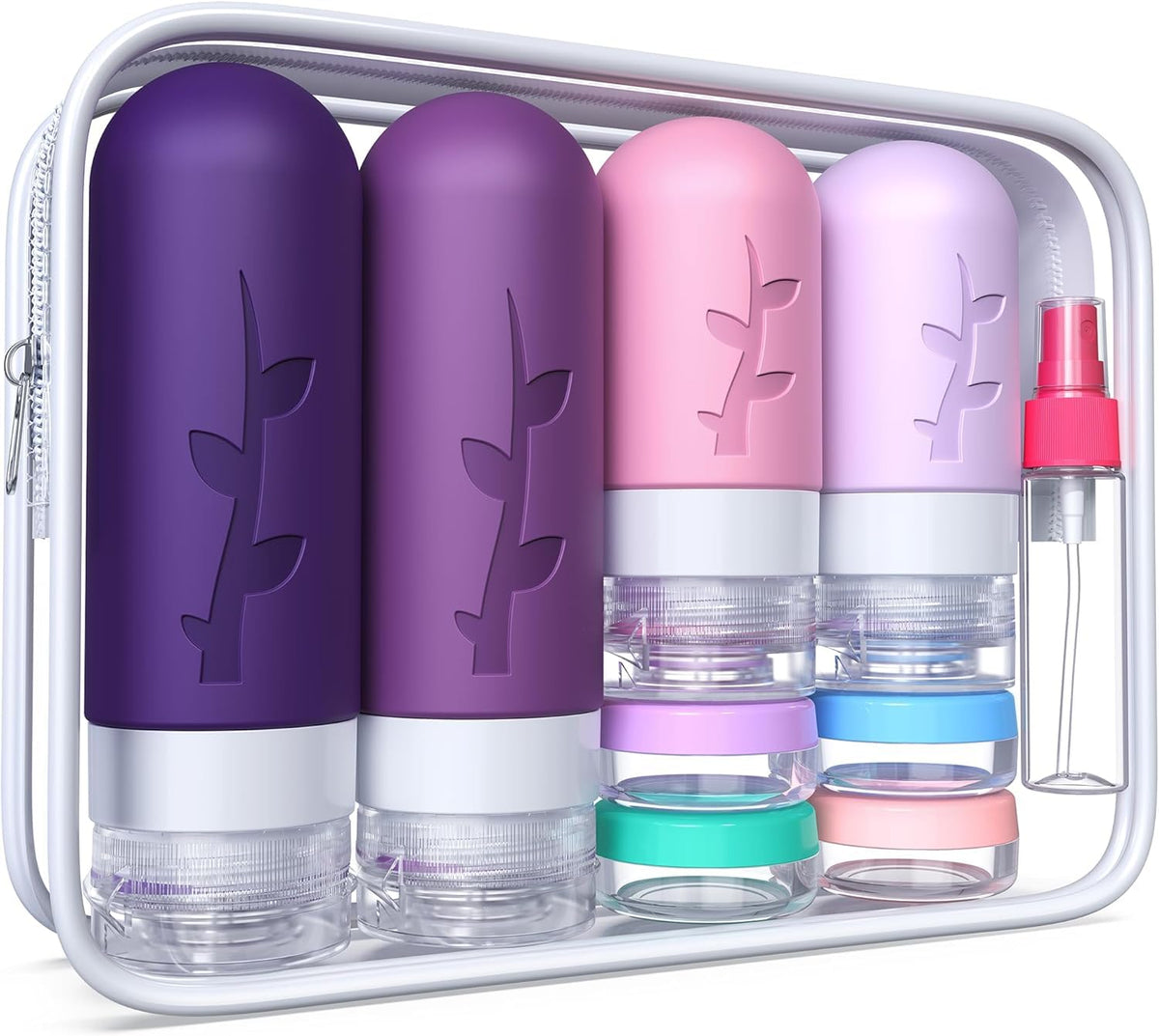 18pack Travel Bottles for Toiletries:Silicone TSA Approved-Containers for Toiletries,Leak Proof Refillable Liqus Shampoo And Conditioner Essentials toiletry Bottles