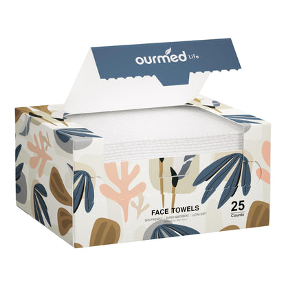 Ourmed Life Disposable Face Towels XL, Ultra Soft & Absorbent, 50 Count