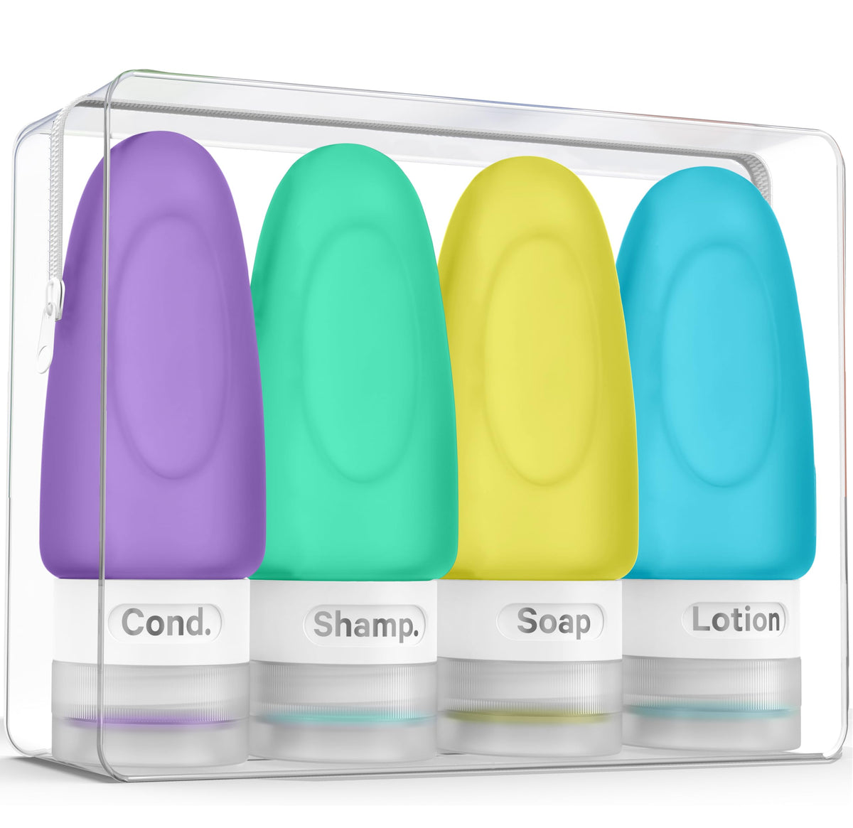 Travel Pouches for Toiletries, 13 Pack TSA Approved Refillable Travel Liquid Pouches, Flat Travel Bottles for Toiletries, Reusable 3oz Portable Containers with Funnel, Labels & Clear Carry On Bag