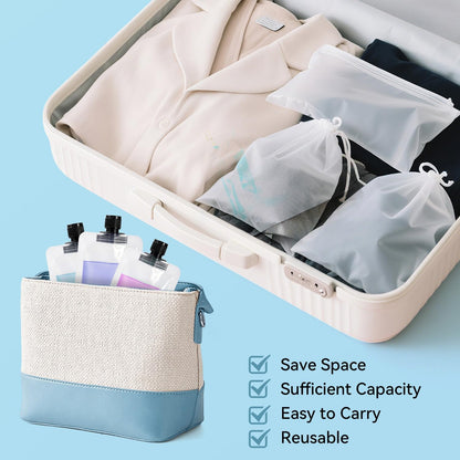 Travel Pouches for Toiletries,50ml Black Fluid Makeup Packing Bag Squeezable Refillable Clear Squeeze Pouch Bottle (6)