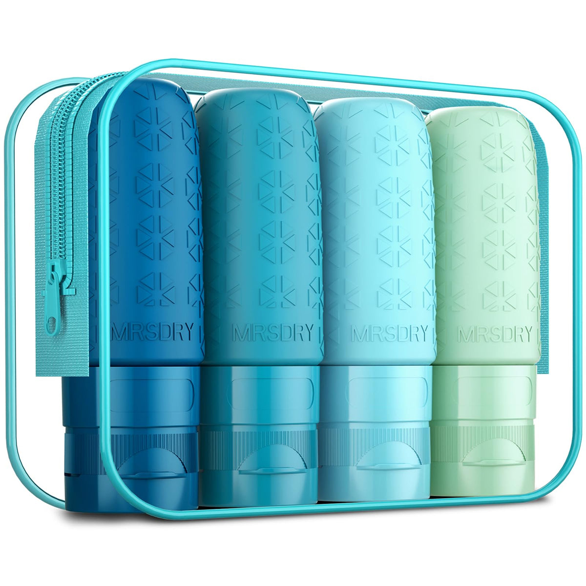 Mrsdry Travel Bottles for Toiletries, Tsa Approved 3oz Travel Size Containers BPA Free Leak Proof Refillable Liquid Silicone Squeezable Travel Essentials for Shampoo Conditioner Lotion (4 Pack)