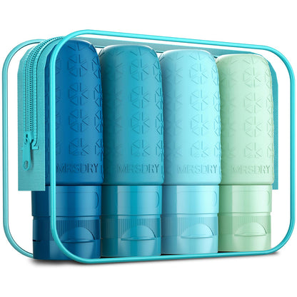 Mrsdry Travel Bottles for Toiletries, Tsa Approved 3oz Travel Size Containers BPA Free Leak Proof Refillable Liquid Silicone Squeezable Travel Essentials for Shampoo Conditioner Lotion (4 Pack)