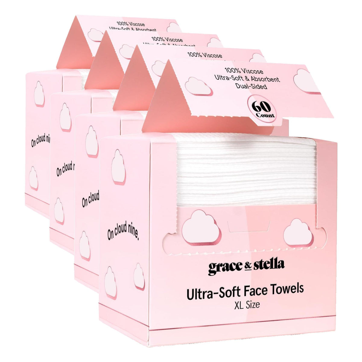 grace & stella Face Towels Disposable XL- Travel Essentials (60 Count)