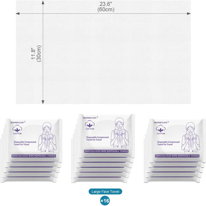 16 Pack Disposable Towels for Travel Compressed Towels Washcloths 23''X12''