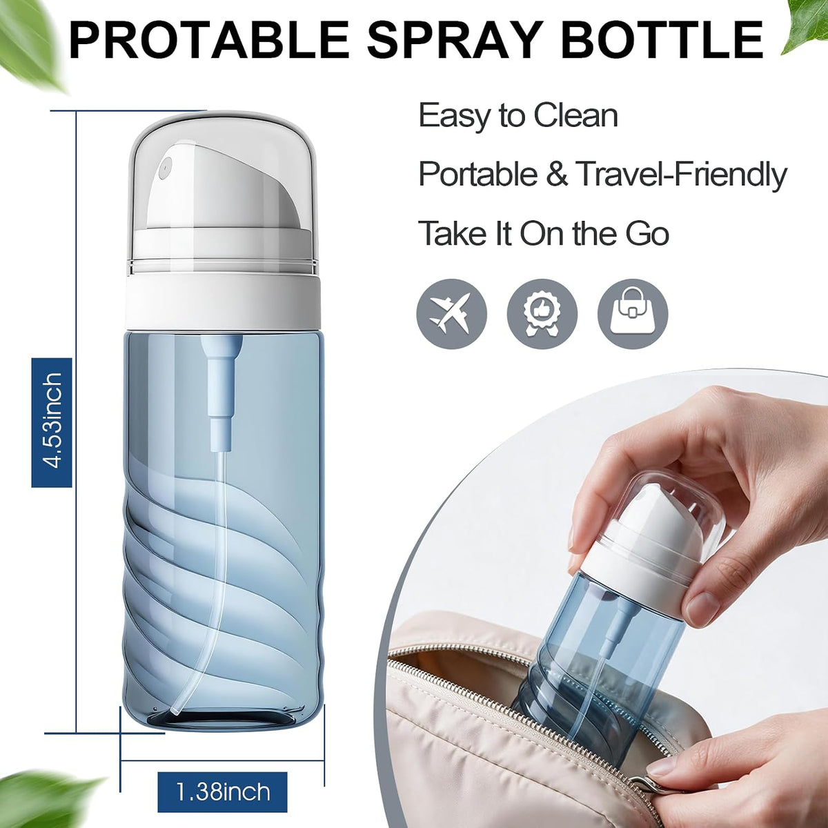 Yolaist 2 Pack 2oz/60ml Small Spray Bottle, Fine Mist TSA Travel Size Toiletries Sprayer – Refillable & Leak Proof Mini Empty Mister for Hair, Face Toner, Cleaning, Plants