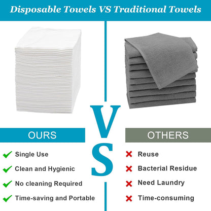 Premium Disposable Towel, 100 PCS Ultra Soft, Quick Dry Disposable Hair Towels Spa Salon Towel, Portable Body Towels Disposable for Massage Beauty Hotel Camping Travel Gym 28 x 12 inch