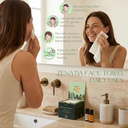 XXL (2-Pack) 100 Count Face Towels, 12" × 12" Disposable Face Towel