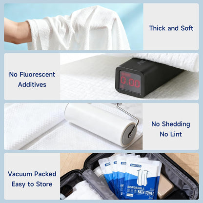 Disposable Bath Towels 6 Pack, 55" x 27.5" Thick Large Travel Towels Sets, Individually Wrapped, Portable Towels for Travel, Spa, Camping, Hotel Use