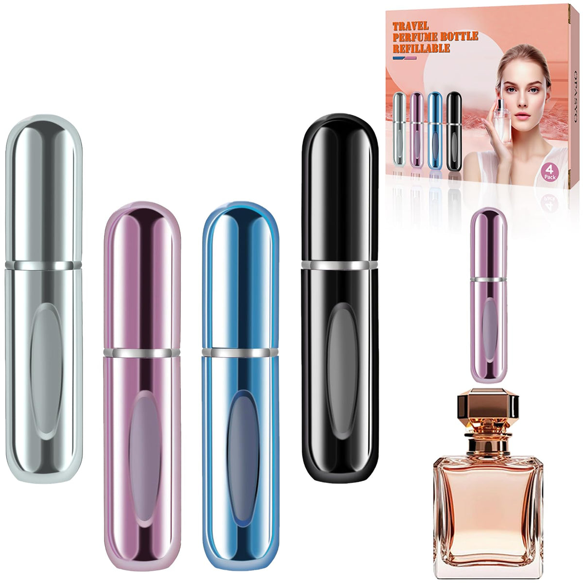 opasyo Refillable Perfume Atomizer, Leak-Proof, 5ml 4 Pack