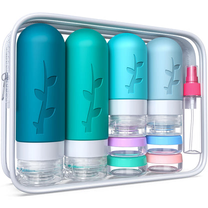 18pack Travel Bottles for Toiletries:Silicone TSA Approved-Containers for Toiletries,Leak Proof Refillable Liqus Shampoo And Conditioner Essentials toiletry Bottles