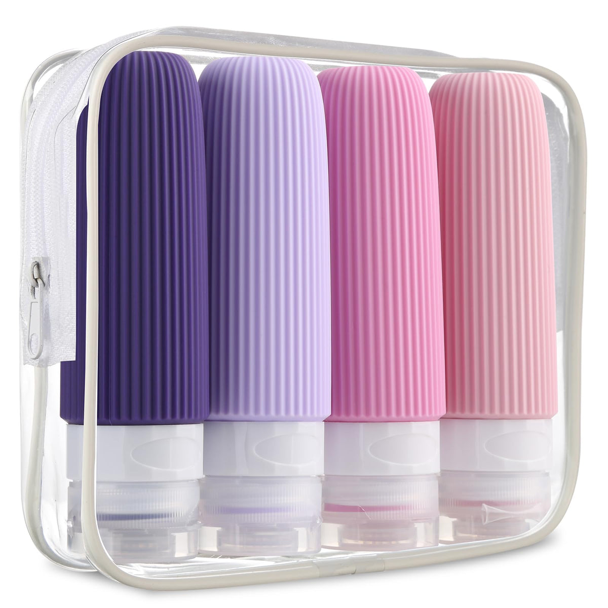 Mrsdry Travel Bottles for Toiletries, Large 6oz Travel Size Containers, BPA Free Leak Proof Tubs Refillable Liquid Accessories with Toiletry Bag for Cometic Shampoo and Lotion Soap (4 Pack)