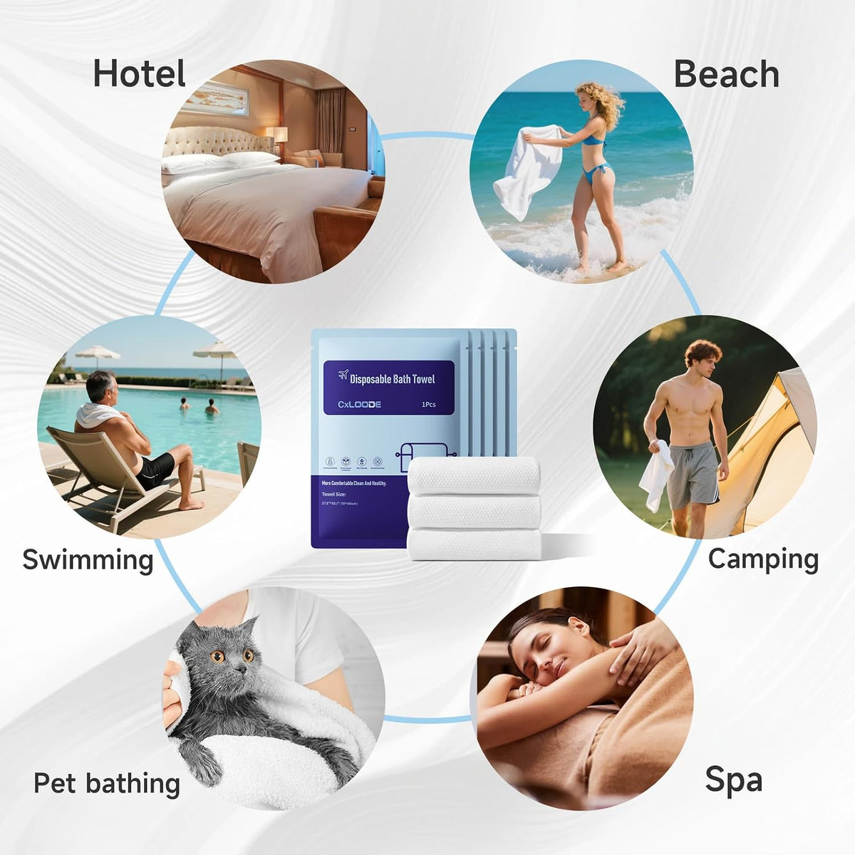 5 Pcs Disposable Bath Towels for Travel Larger And Thicker, 55.1 x 27.5"