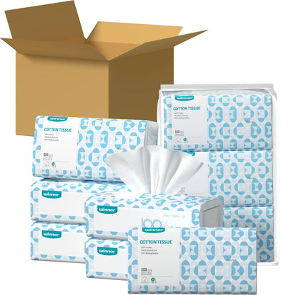 Winner Disposable Face Towels, 100% Cotton, 300 Count (Pack of 3)