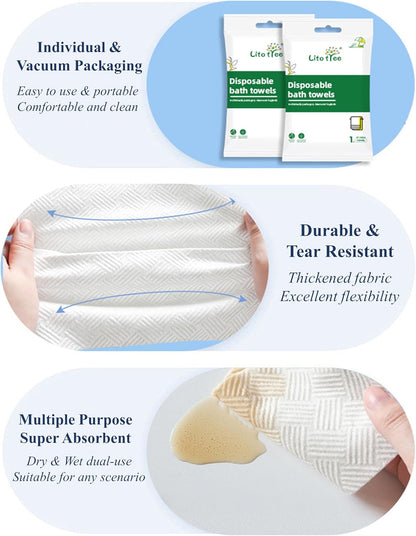 5 Pack Disposable Bath Towels, Size 55" x 27.5", Ultra Soft, Quick Dry Thickened Body Towels, Camping Towel, Disposable Towels for Travel Beach Gym Sauna Spa, Travel Towels, Pet Towel (5pcs)