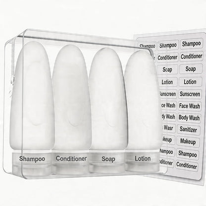 Travel Pouches for Toiletries, 13 Pack TSA Approved Refillable Travel Liquid Pouches, Flat Travel Bottles for Toiletries, Reusable 3oz Portable Containers with Funnel, Labels & Clear Carry On Bag