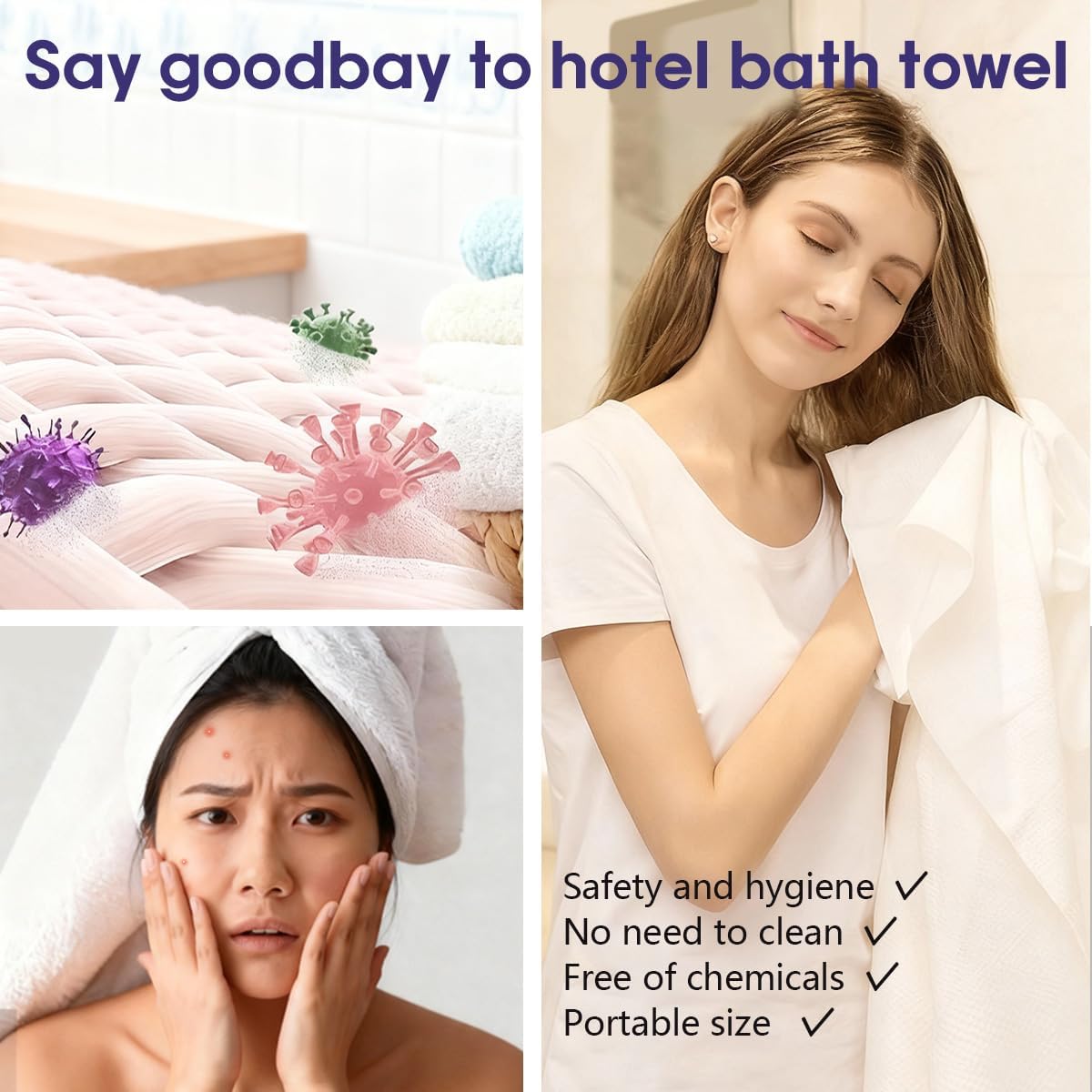 10 Pack Disposable Travel Bath Towels Sheets Extra Large 55"x27.5",Soft Disposable Dry Towel Washcloths Shower Towels for Body Travel Bathroom,Quick Dry Camping Towel Hair Swimming Gym Pet Towels