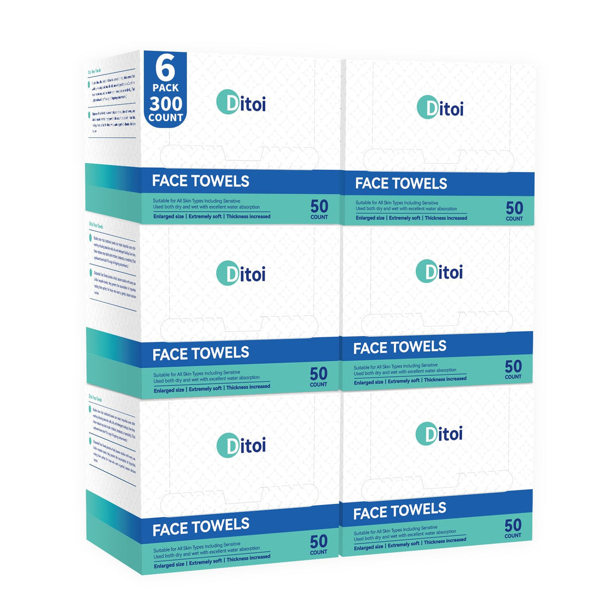 Ditoi Disposable Face Towels XXL, Soft Deep-Cleansing Face cloths,50 Count
