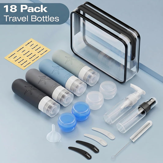 18 Pack Travel Bottles for Toiletries, Leak Proof, TSA Approved 3oz