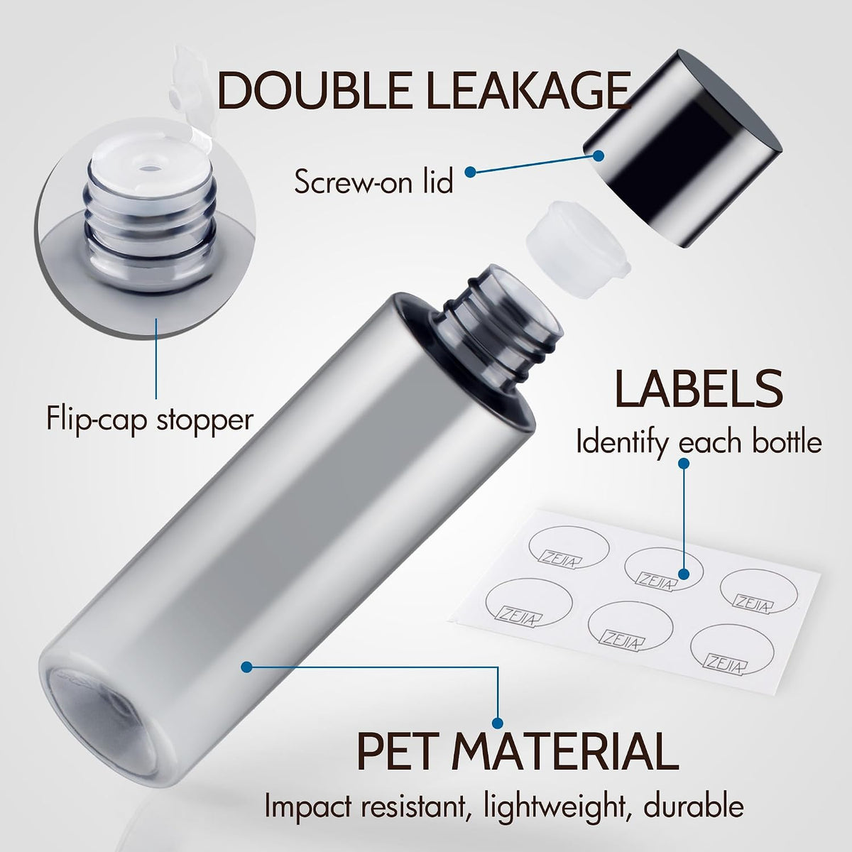 150ML/5OZ Travel Size Toiletries, 3 Pack Travel Size Containers