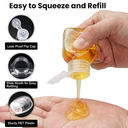 2 oz Travel Bottles, 6-Pack Wide-Mouth Leak Proof Containers