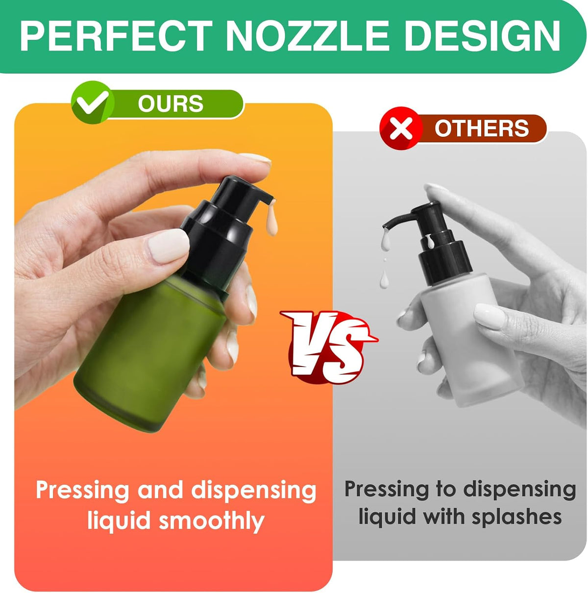 30ml Frosted Glass Pump Bottle Dispenser, 4pcs 1oz Travel Bottle