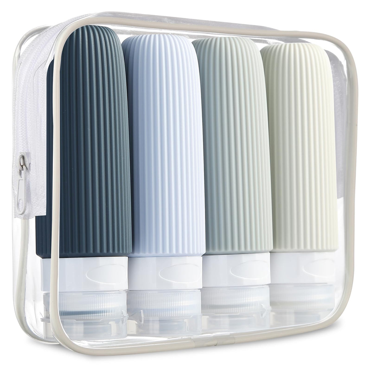 Mrsdry Travel Bottles for Toiletries, Large 6oz Travel Size Containers, BPA Free Leak Proof Tubs Refillable Liquid Accessories with Toiletry Bag for Cometic Shampoo and Lotion Soap (4 Pack)