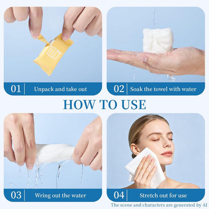 QIUTIMIY 56PCS Disposable Compressed Towels Tablet for Travel Wash Cloth Disposable Washcloths Portable Face Towels Super Absorbent