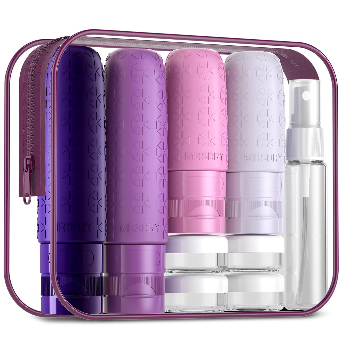 Mrsdry Travel Size Toiletries, TSA Approved Silicone Travel Containers for Toiletries, Leak Proof Refillable Liqus Shampoo And Conditioner travel Essentials toiletry Bottles (18 Pack)