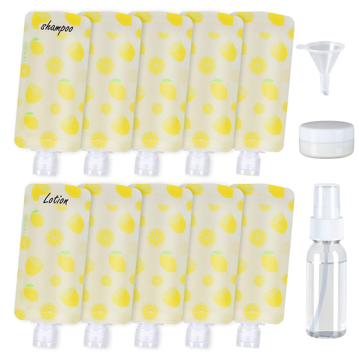 PACKISM 12 Pack Travel Pouches for Toiletries - 90ml 3 oz Liquid Containers
