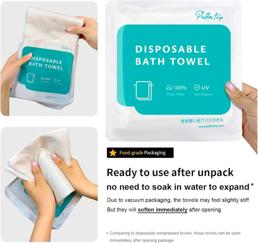 4 Pack Disposable Bath Towels 55''X27.5'’ Durable Portable Camping Towels