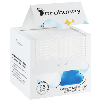 Disposable Face Towels Travel, 12"x12" Extra Large Face Towelettes, Ultra‑Soft Minimal‑Lint Facial Towels for Sensitive Skin, Makeup Remover Dry Wipes, 20 Count (1 Pack)