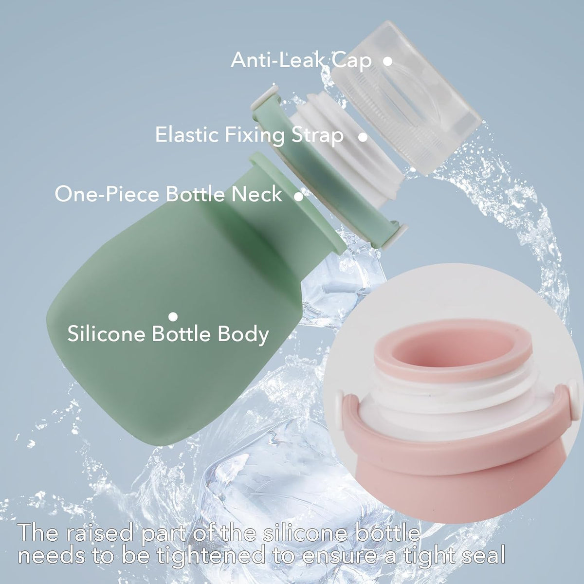 1oz Travel Bottles for Toiletries, Silicone Leak-Proof TSA Approved Travel Size Containers (4-Pack) - Reusable Refillable Bottles for Shampoo, Body Wash, Lotion