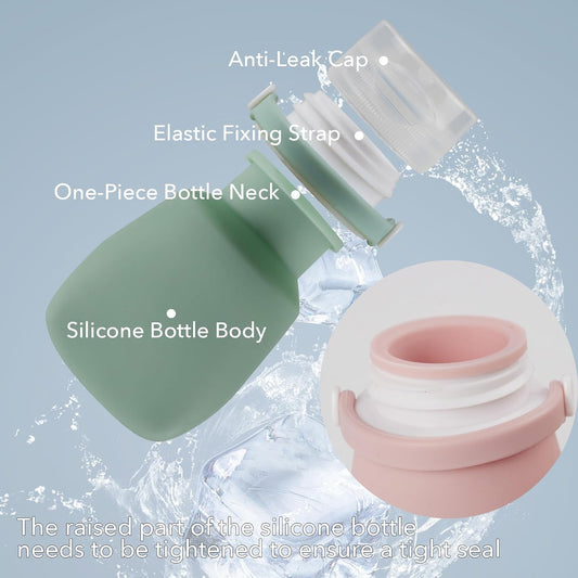 1oz Travel Bottles for Toiletries, Silicone Leak-Proof TSA Approved Travel Size Containers (4-Pack) - Reusable Refillable Bottles for Shampoo, Body Wash, Lotion