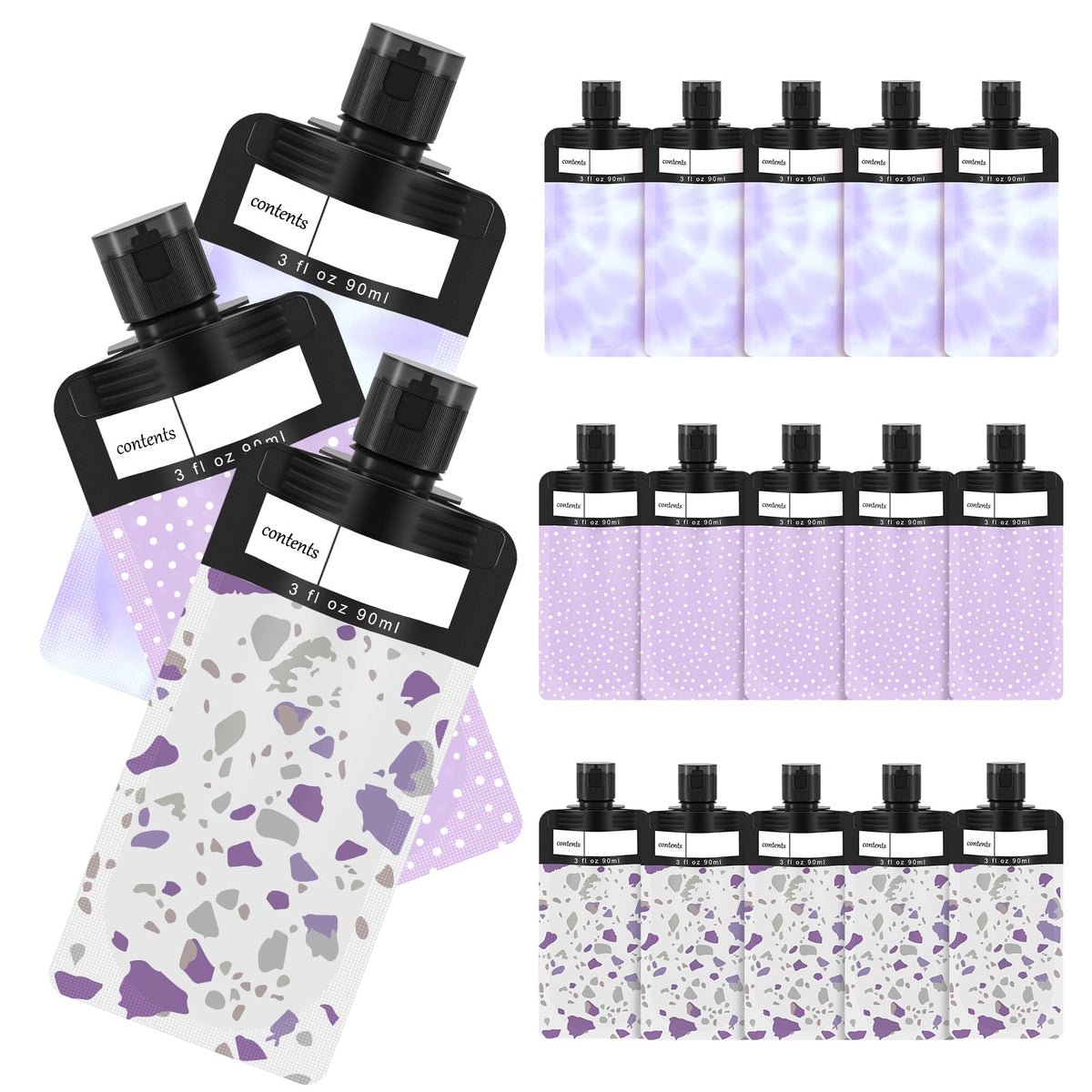 ANNOG 18Pk Travel Pouches for Toiletries, TSA Approved 3oz Leakproof Bags