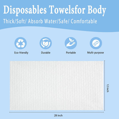 100PCS Disposable Towel, 28" ×12" Disposable Hair Towel for Spa Travel