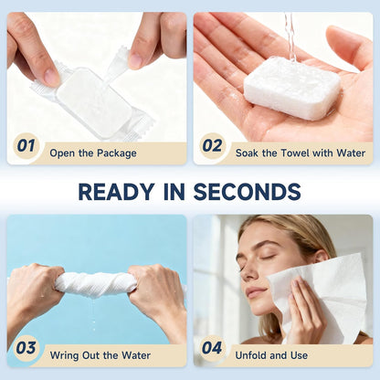 200 PCS Compressed Towels, Extra Thick Disposable Face Towel Tablets, Portable Bulk Compressed Coin Tissues for Home, Travel, Camping, Outdoor Sports